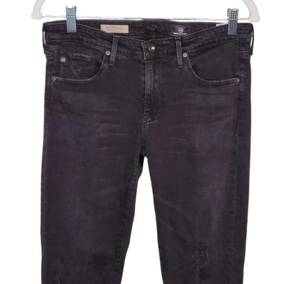 AG Adriano Goldschmied Stevie Ankle Slim Straight Black Jeans Women's Size 29 R - Picture 2 of 9